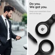 Kožené pouzdro Spigen Valentinus Apple AirTag 1 / 2 černé