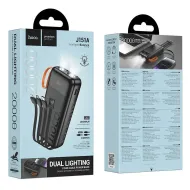 Hoco J151A powerbanka 20000mAh s kabely a dvojitou svítilnou - černá