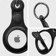 Kožené pouzdro Spigen Valentinus Apple AirTag 1 / 2 černé