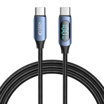 Tech-Protect UltraBoost LED YJ-0034 Kabel USB-C / USB-C PD100W/5A 2m černý/modrý