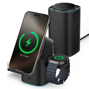 Spigen Essential EF223MS Qi2 3v1 MagFit Bezdrátová MagSafe nabíječka černá
