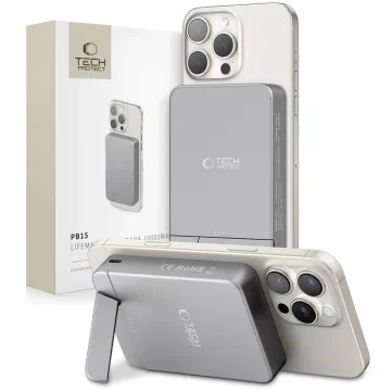 Kovová powerbanka Tech-Protect PB15 LifeMag s MagSafe 10000mAh space grey