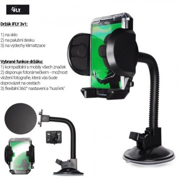 Univerzální držák mobilu iFLY 3v1 do auta Univerzální držák mobilu iFLY 3v1 do auta