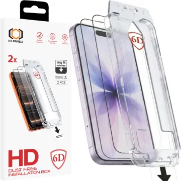 Tel Protect Dust-Free Easy Fit Full Glue 6D 2-Pack iPhone 16 Pro/17, černé