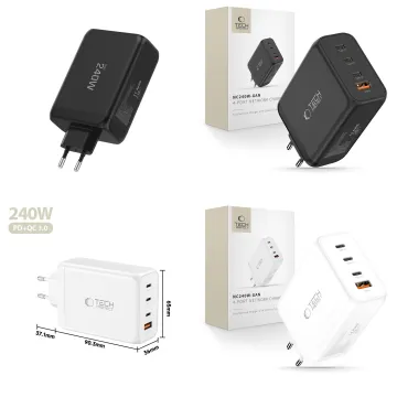 Nabíječka Tech-Protect NC240W-GAN 4 porty PD 240W / QC3.0