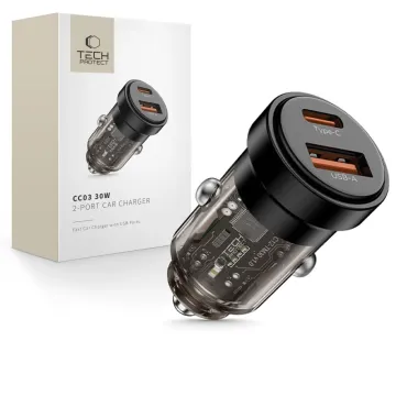 Tech-Protect CC03 PD30W/QC3.0 2-portová nabíječka do auta - černá