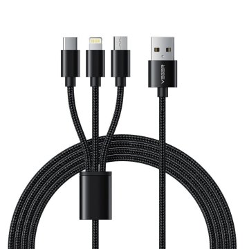 Kabel Veger V303 3v1 USB-A na USB-C, Lightning 8-pin a micro USB 2A 1,2m