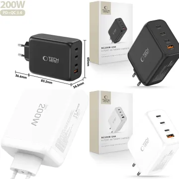 Nabíječka Tech-Protect NC200W-GaN 4 porty PD 200W / QC3.0