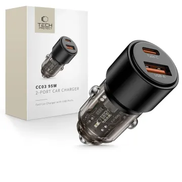 Tech-Protect CC03 PD95W/QC3.0 2-portová nabíječka do auta - černá