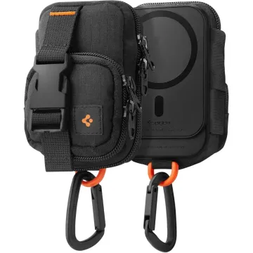 Spigen Snap Zip MagSafe Pouch Black – magnetický organizér s karabinou