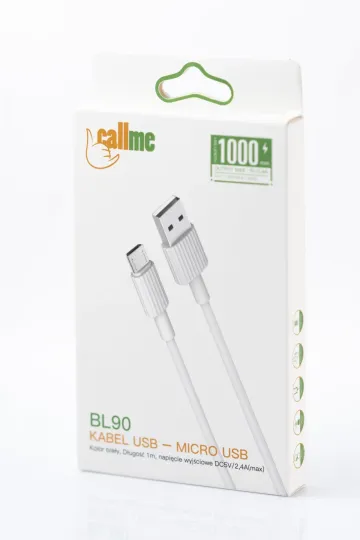 Kabel Callme BL90 USB-A - micro USB 1m bílý