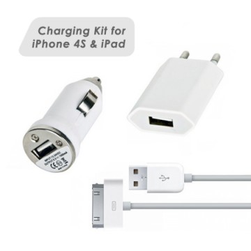 Nabíjecí sada 3v1: Nabíječka + Apple 30-pin kabel + nabíječka do auta pro starší Apple zařízení Nabíjecí sada 3v1: Nabíječka + Apple 30-pin kabel + nabíječka do auta pro starší Apple zařízení