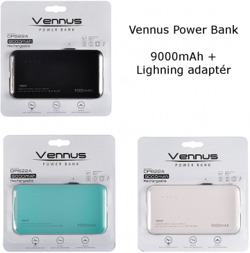 Power Banka Vennus DP622A 9000mAh + Lightning Adaptér Power Banka Vennus DP622A 9000mAh + Lightning Adaptér
