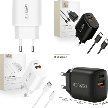 Nab&iacute;ječka Tech-Protect NCA45W-GaN 45W (USB-C PD + USB-A QC) s USB-C kabelem