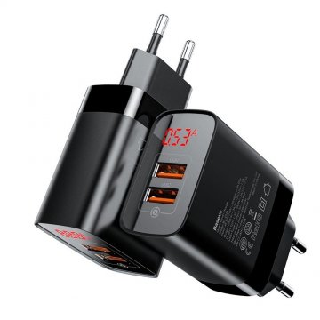 Rychlonabíječka Baseus Mirror Lake BS-E912 Dual QC Digital Display Quick Charger A+A Rychlonabíječka Baseus Mirror Lake BS-E912 Dual QC Digital Display Quick Charger A+A