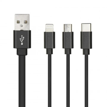Univerzální kabel Noodle 3v1 s Lightning, micro USB a Type-C Univerzální kabel Noodle 3v1 s Lightning, micro USB a Type-C