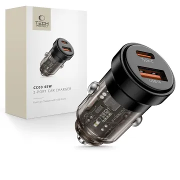 Tech-Protect CC03 PD45W/QC3.0 2-portová nabíječka do auta - černá