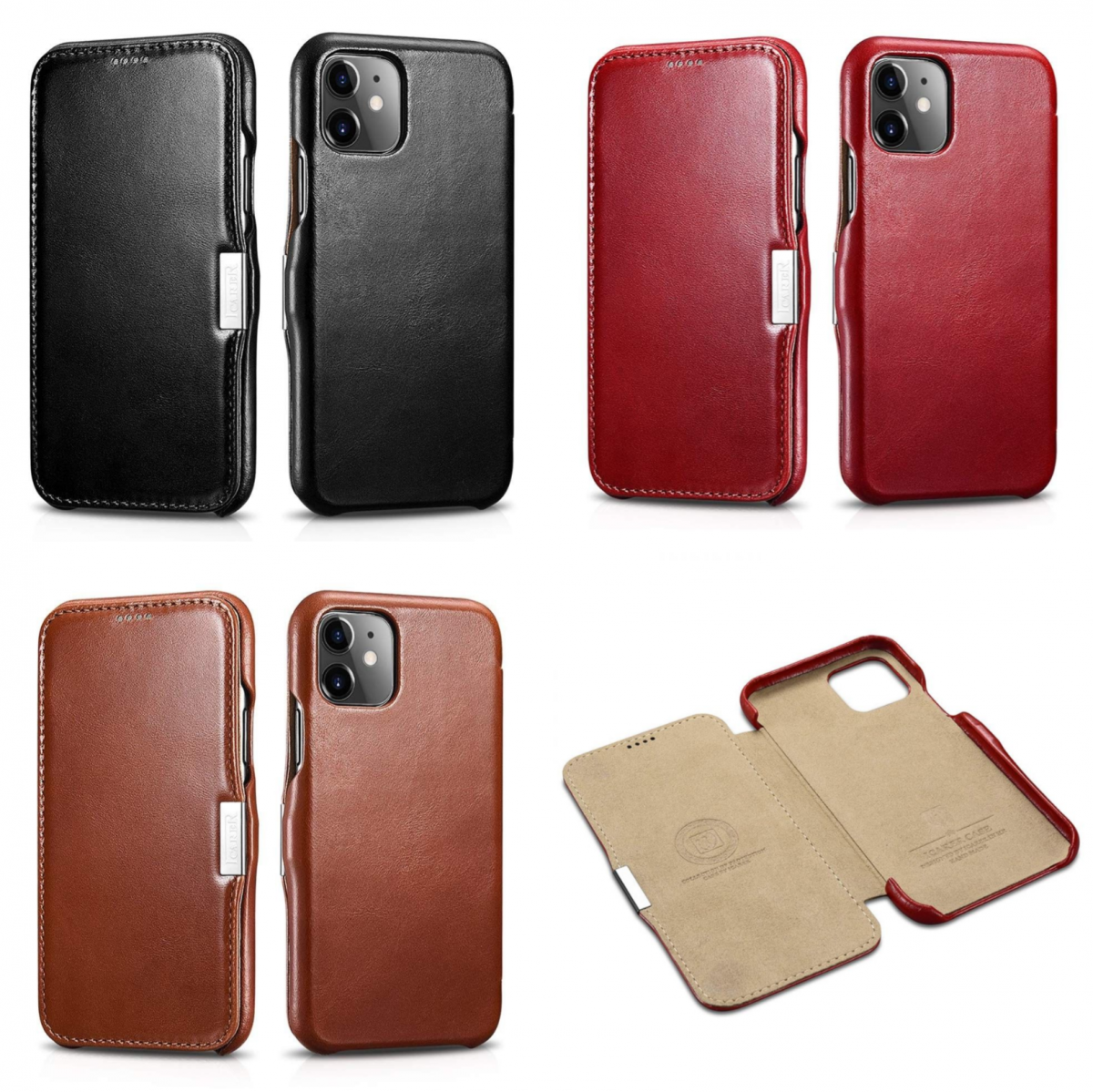 Luxusní kožené pouzdro ICARER Vintage na iPhone 11 Luxusní kožené pouzdro ICARER Vintage na iPhone 11