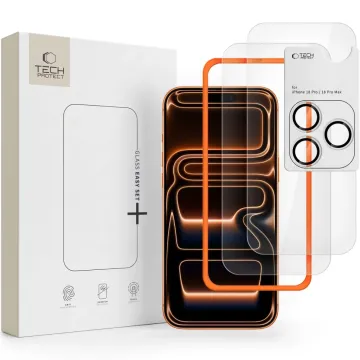 Tvrzené sklo Tech-Protect Easy Set+ 3-Pack iPhone 18 Pro Max (2× displej, 1× fotoaparát)