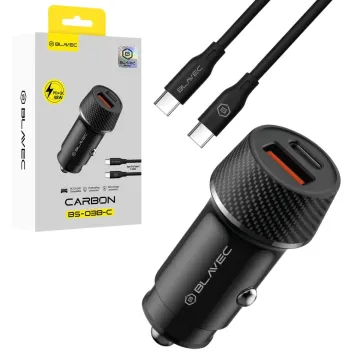 Blavec BS-03B-C Carbon autonabíječka USB-C + USB-A 48W s kabelem USB-C