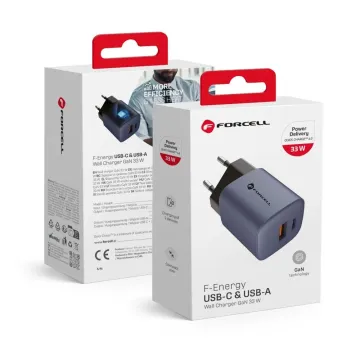 Nabíječka Forcell F-Energy VT-31 USB-C & USB-A GaN 33W 3A PD/QC4.0 šedá