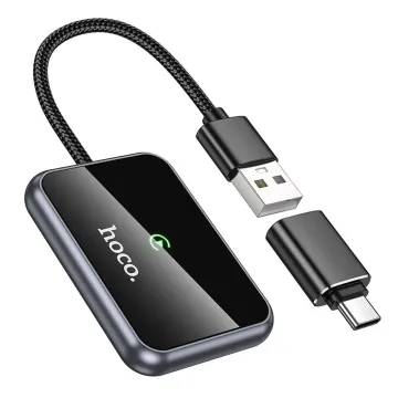 Hoco HU1 bezdrátový CarPlay adaptér USB-A / USB-C černý