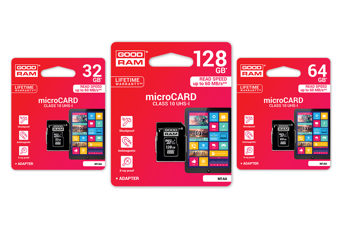 Paměťová karta GOOD RAM Micro SDHC / SDXC Class 10 UHS-I + SD adaptér Paměťová karta GOOD RAM Micro SDHC / SDXC Class 10 UHS-I + SD adaptér