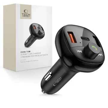 Tech-Protect CC06 PD73W nab&iacute;ječka do auta s Bluetooth FM vys&iacute;lačem a microSD - čern&aacute;
