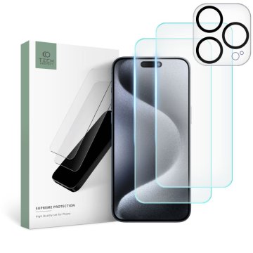 Tvrzená skla Tech-Protect Supreme SET iPhone 15 Pro