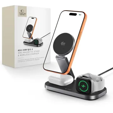 Tech-Protect A52 3v1 Qi2.2 magnetická bezdrátová nabíječka 25 W – černá