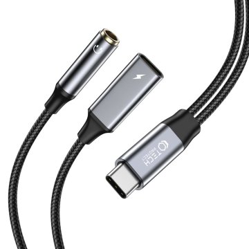 Tech-Protect UltraBoost AC-007 Kabel / Adaptér USB-C na USB-C / Jack 3,5mm PD60W/6A