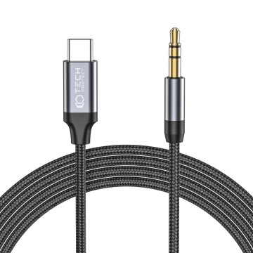 TECH-PROTECT ULTRABOOST Kabel USB-C / AUX mini Jack 3,5mm 100cm černý