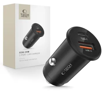 Tech-Protect CC02 PD35W/QC3.0 2-portová nabíječka do auta - černá