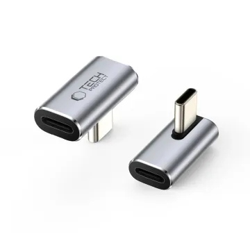 Tech-Protect UltraBoost AA03 USB-C úhlový adaptér 90° 100W 40Gbps USB4 šedý