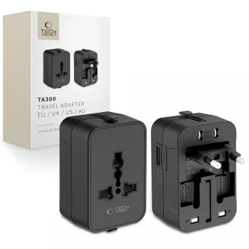 Tech-Protect TA300 cestovní adaptér EU / UK / US / AU/ USB-A / USB-C černý