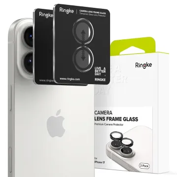 Ringke Camera Lens Frame Glass (2-pack) Ochrana objektivu iPhone 17 černá