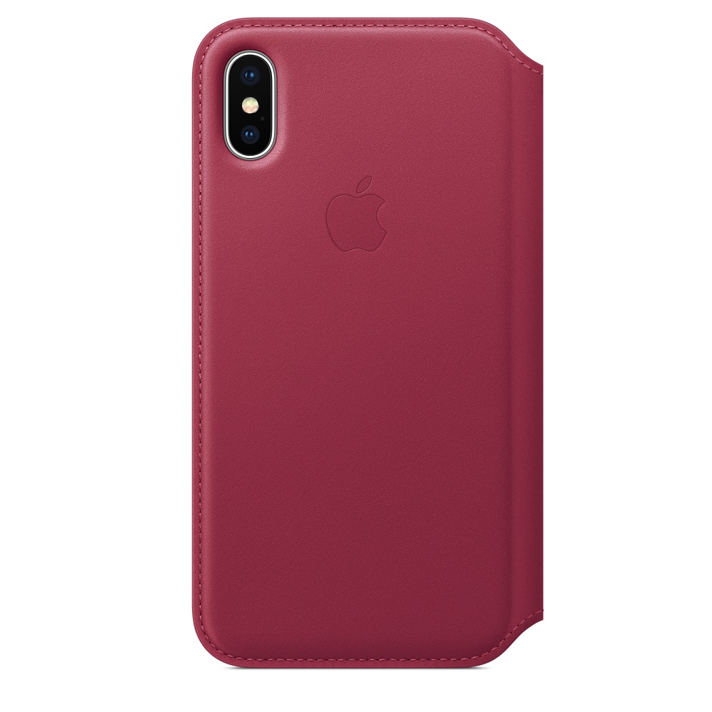 Kožené pouzdro Apple Leather Folio MQRX2ZM/A iPhone XS/X Malinové (Berry) Kožené pouzdro Apple Leather Folio MQRX2ZM/A iPhone XS/X Malinové (Berry)
