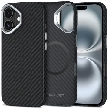 Tech-Protect Ion Carbon MagSafe iPhone 16 černý-stříbrný