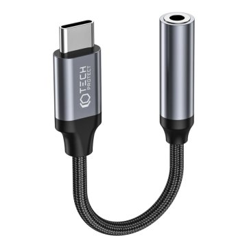 TECH-PROTECT ULTRABOOST AC-005 Kabel USB-C / mini Jack 3,5mm 12cm černý