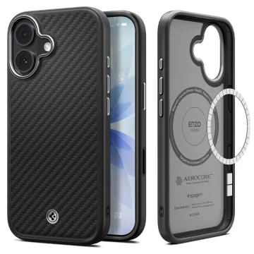 Spigen Enzo Aramid T MagFit MagSafe iPhone 17 černá / stříbrná