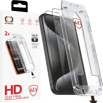 Tel Protect Dust-Free Easy Fit Full Glue 6D 2-Pack iPhone 15, černé