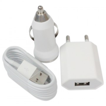 Nabíjecí sada 3v1: Nabíječka + USB Lightning kabel + nabíječka do auta pro Apple zařízení Nabíjecí sada 3v1: Nabíječka + USB Lightning kabel + nabíječka do auta pro Apple zařízení